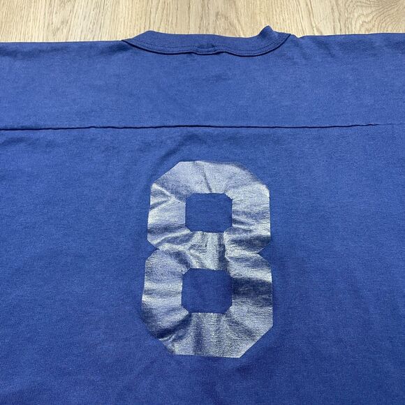 Dallas Cowboys Shirt Mens Blue NFL Football Number 8 V Neck Stripes T-Shirt - Picture 6 of 11